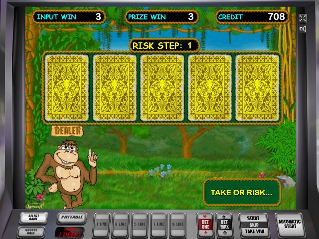 Игра на удвоение аппарата Крейзи Манки Риск игра в Crazy Monkey